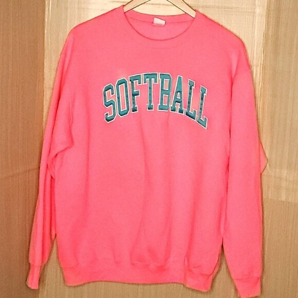 Unbranded Womens Neon Pink Softball Sweatshirt XL - Picture 1 of 6